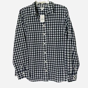 New J.Crew Navy and White Checkered Men's Shirt Long Sleeve, Button Down Sz XL